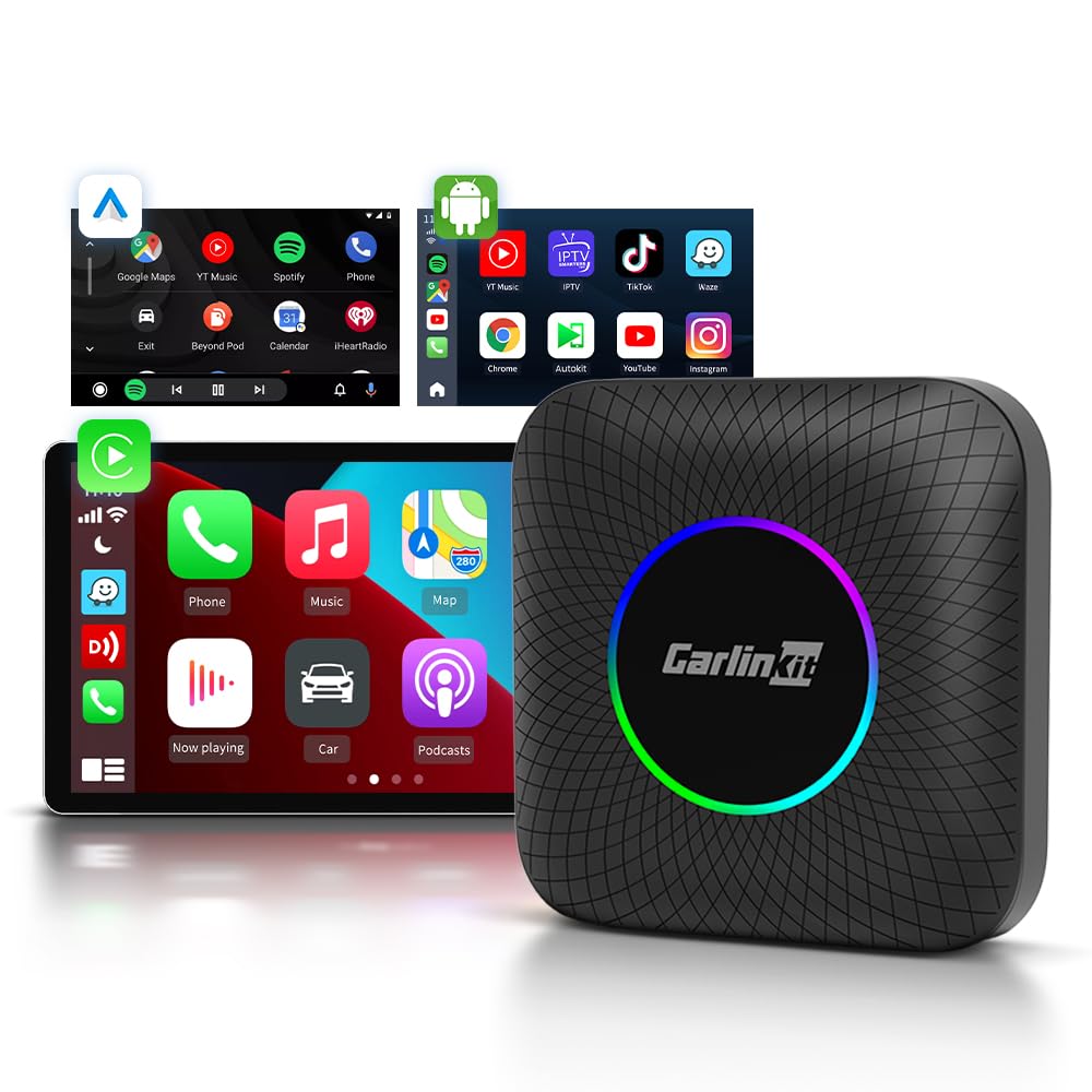 CarlinKit 3 em 1 CarPlay AI Box-2025 Adaptador de vídeo sem fio